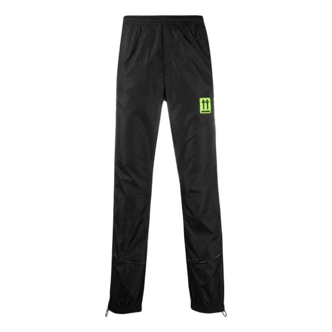 Off-White Herre SS22 Ensfarget Etikett Elastisk Linning Sportsbukser/Joggebukser Versjon Svart