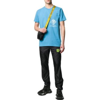Off-White Herre SS22 Ensfarget Etikett Elastisk Linning Sportsbukser/Joggebukser Versjon Svart