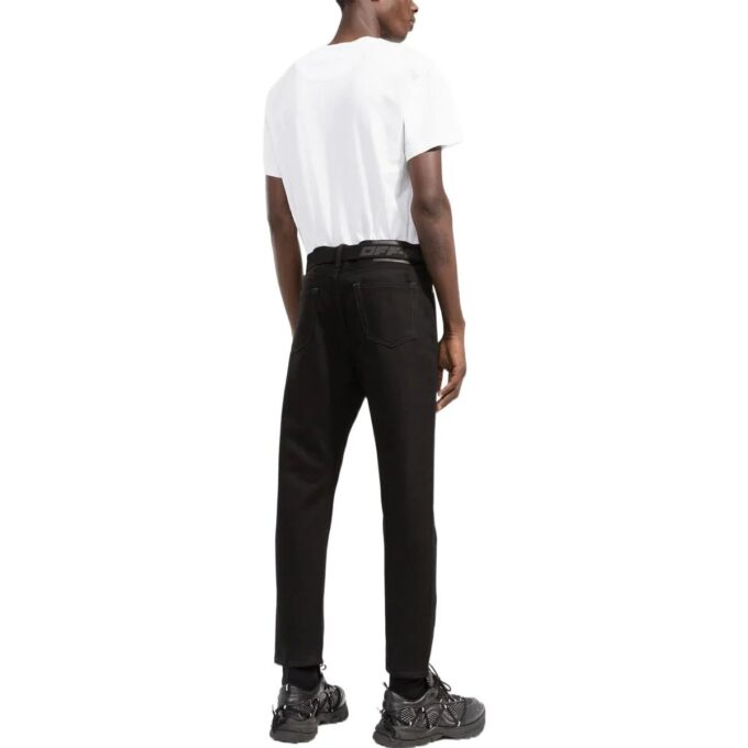 Off-White Herre SS22 Ensfarget Høy midje Rett ben Casual bukser/bukser Svart