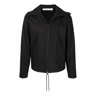 Off-White Herre SS22 Ensfarget jakke med brodert logo på reverset, svart