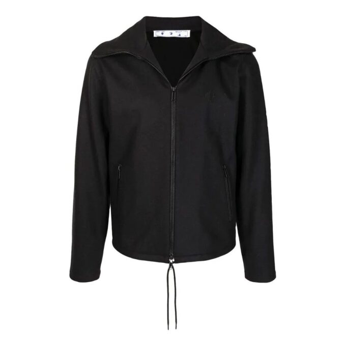 Off-White Herre SS22 Ensfarget jakke med brodert logo på reverset, svart