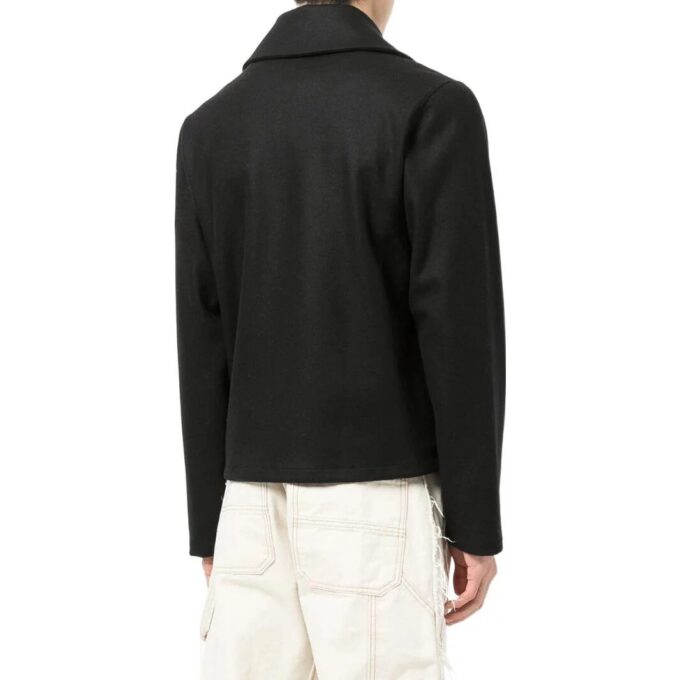 Off-White Herre SS22 Ensfarget jakke med brodert logo på reverset, svart