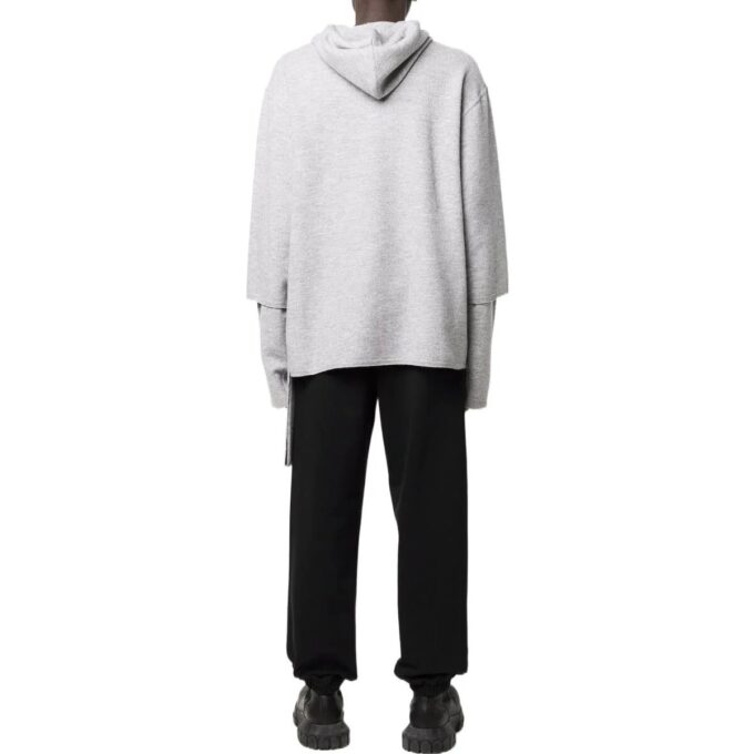 Off-White Herre SS22 Ensfarget Koselig Hettegenser med Snøring og Lange Ermer Grå