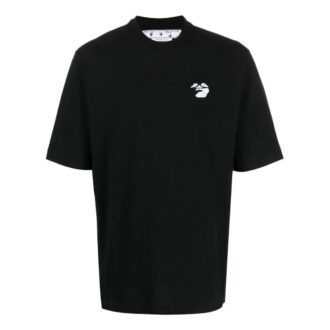 Off-White Herre SS22 Ensfarget Logo-brodert kortærmet svart Short