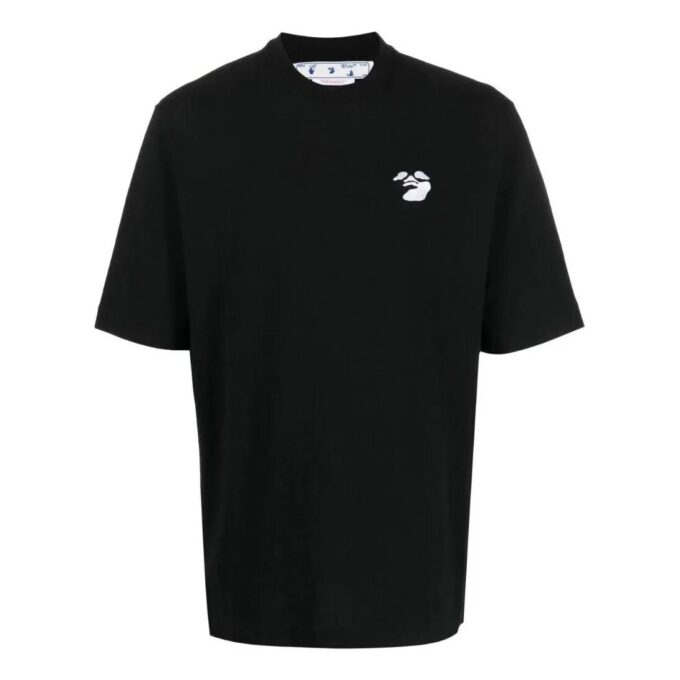 Off-White Herre SS22 Ensfarget Logo-brodert kortærmet svart Short