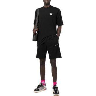 Off-White Herre SS22 Ensfarget Logo-brodert kortærmet svart Short