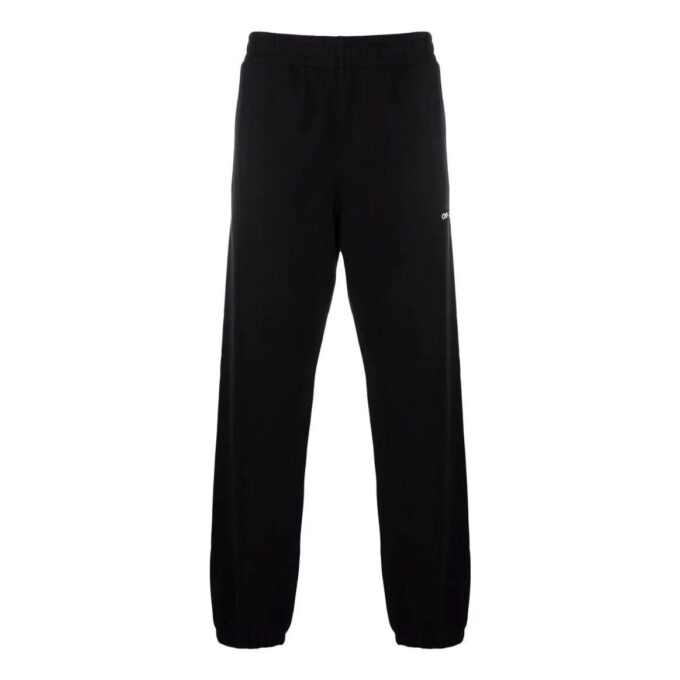 Off-White Herre SS22 Ensfarget Logo-trykk Casual Sportsbukser/Joggebukser Versjon Svart
