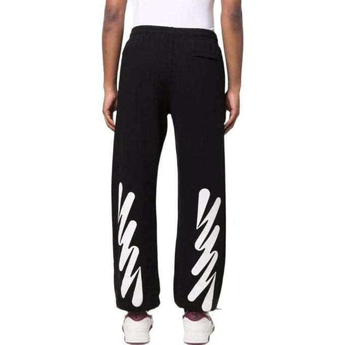 Off-White Herre SS22 Ensfarget Logo-trykk Casual Sportsbukser/Joggebukser Versjon Svart