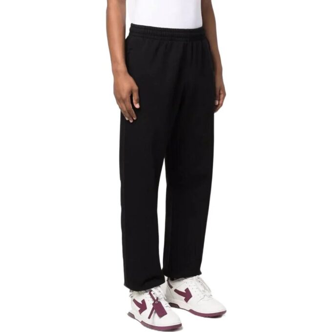 Off-White Herre SS22 Ensfarget Logo-trykk Casual Sportsbukser/Joggebukser Versjon Svart