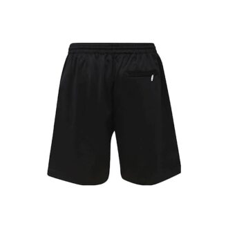 Off-White Herre SS22 Ensfarget Logo-trykk Elastisk linning Rette Shorts Vanlig versjon Svart