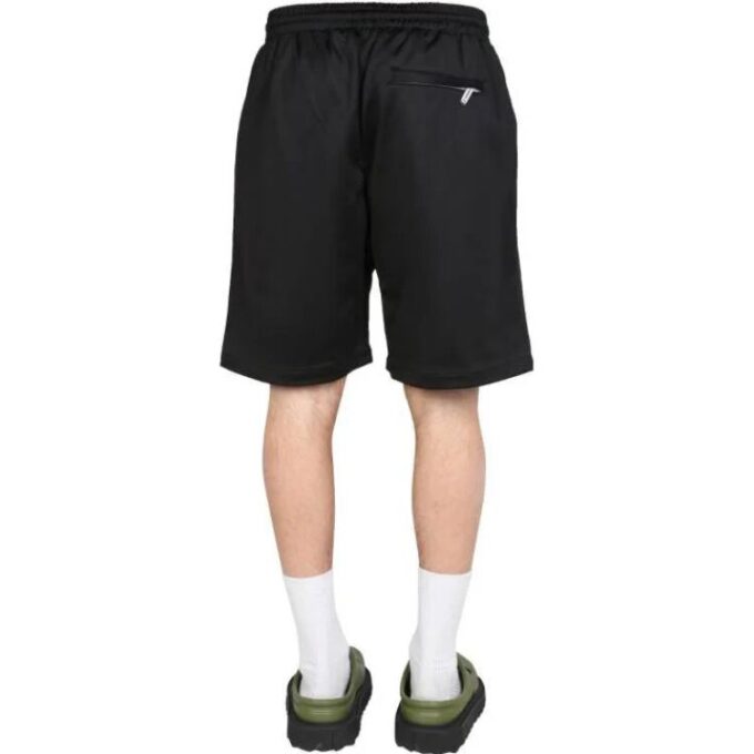 Off-White Herre SS22 Ensfarget Logo-trykk Elastisk linning Rette Shorts Vanlig versjon Svart
