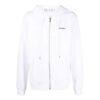 Off-White Herre SS22 Ensfarget Logo-trykk Glidelås Hette Langermet Versjon Hvit Jakke