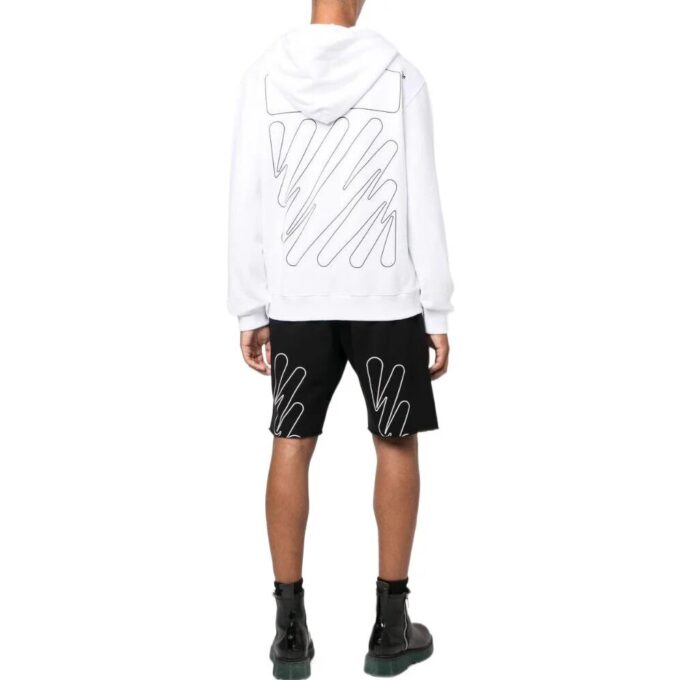Off-White Herre SS22 Ensfarget Logo-trykk Glidelås Hette Langermet Versjon Hvit Jakke
