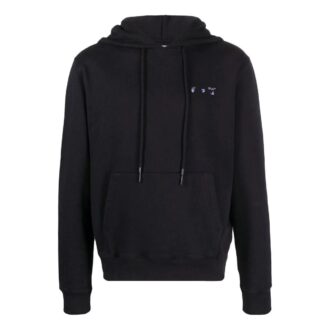 Off-White Herre SS22 Ensfarget Logo-trykk Hette Langermet Svart