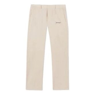 Off-White Herre SS22 Ensfarget Logo-trykk Rett Casual Bukser/Lange bukser Beige