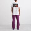 Off-White Herre SS22 Ensfarget Logo-trykk Rett Sportsbukser/Joggebukser Løs Passform Lilla