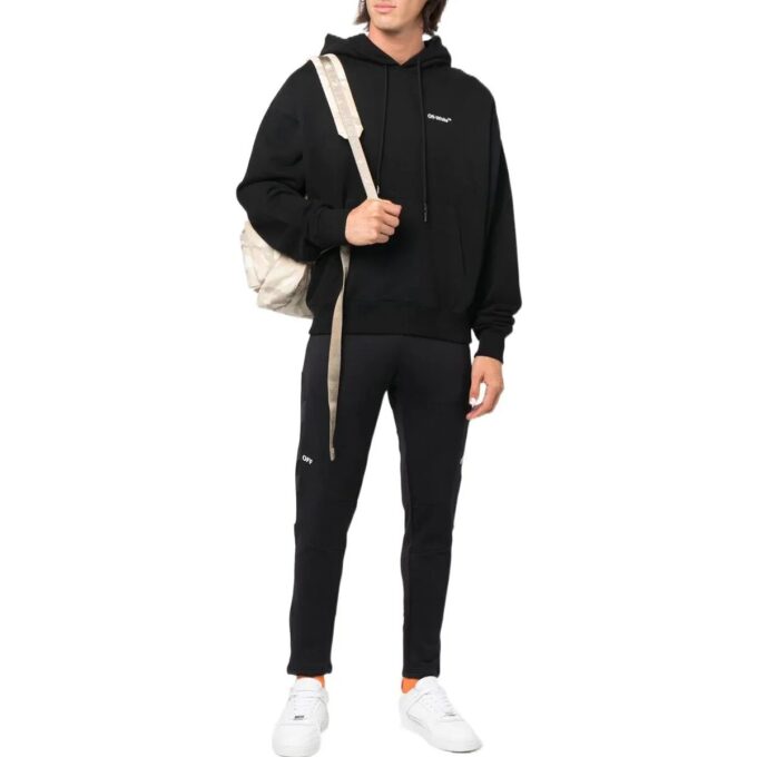Off-White Herre SS22 Ensfarget Logo-trykk Rett Sportsbukser/Joggebukser Svart