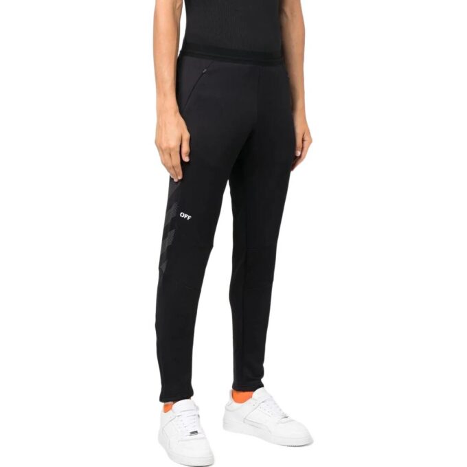 Off-White Herre SS22 Ensfarget Logo-trykk Rett Sportsbukser/Joggebukser Svart