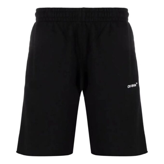 Off-White Herre SS22 Ensfarget Logo-trykk Rette Shorts Versjon Svart