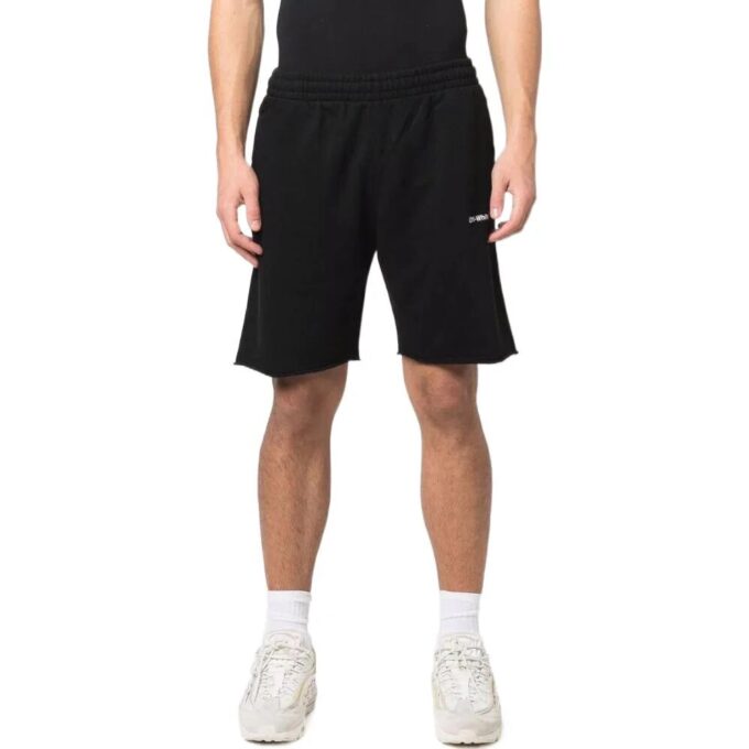 Off-White Herre SS22 Ensfarget Logo-trykk Rette Shorts Versjon Svart
