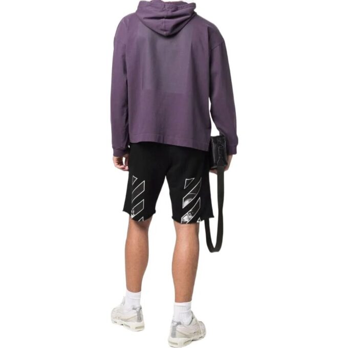 Off-White Herre SS22 Ensfarget Logo-trykk Rette Shorts Versjon Svart