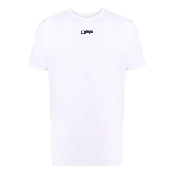 Off-White Herre SS22 Ensfarget Logo-trykk Rund hals Kort ermet Versjon Hvit T-skjorte