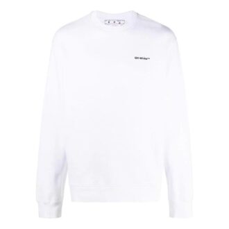 Off-White Herre SS22 Ensfarget Logo-trykk Rund hals Langermet Versjon Hvit
