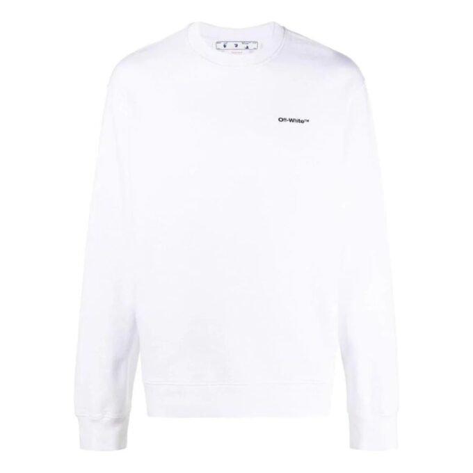 Off-White Herre SS22 Ensfarget Logo-trykk Rund hals Langermet Versjon Hvit