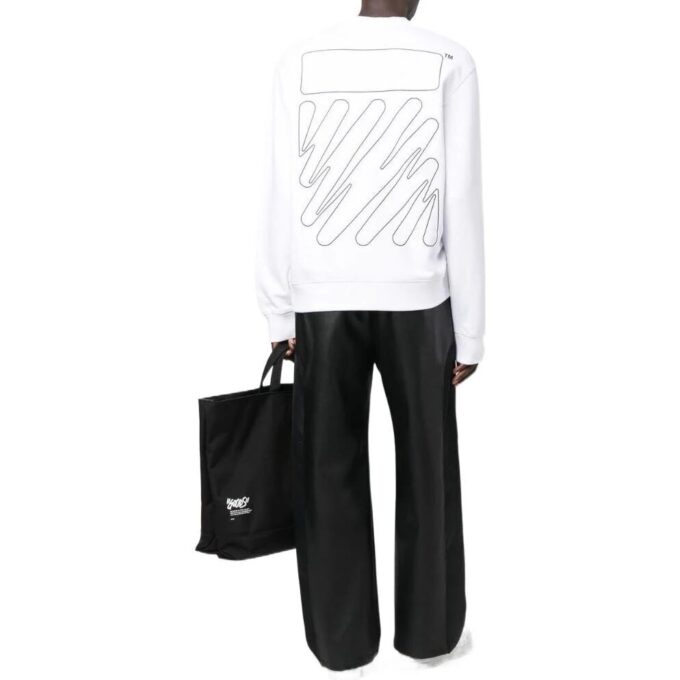Off-White Herre SS22 Ensfarget Logo-trykk Rund hals Langermet Versjon Hvit