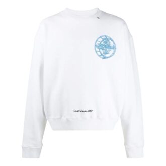 Off-White Herre SS22 Ensfarget Logo-trykk Rundhalset Pullover-versjon Hvit