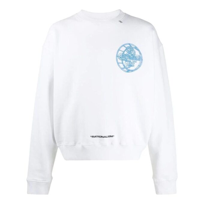 Off-White Herre SS22 Ensfarget Logo-trykk Rundhalset Pullover-versjon Hvit