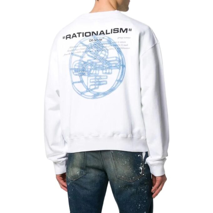 Off-White Herre SS22 Ensfarget Logo-trykk Rundhalset Pullover-versjon Hvit