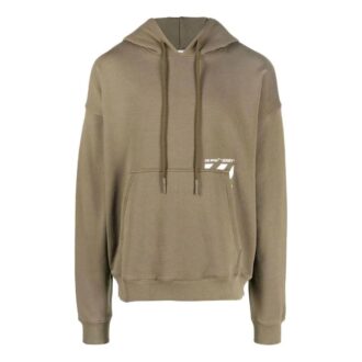 Off-White Herre SS22 Ensfarget Logo-trykk Stripe Hette Langermet Versjon Brun