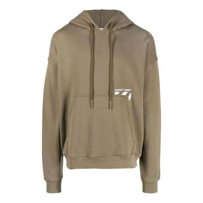 Off-White Herre SS22 Ensfarget Logo-trykk Stripe Hette Langermet Versjon Brun