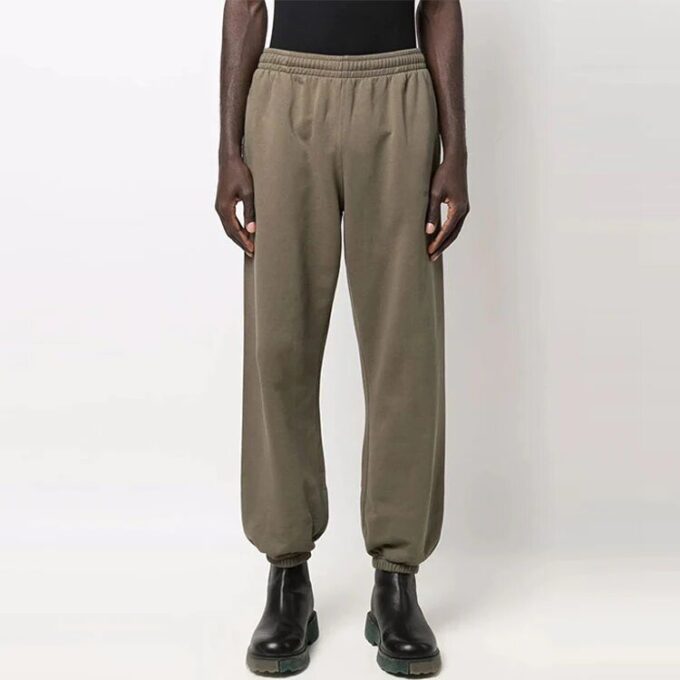 Off-White Herre SS22 Ensfarget Løs Casual Langbukse/Bukser Grønn