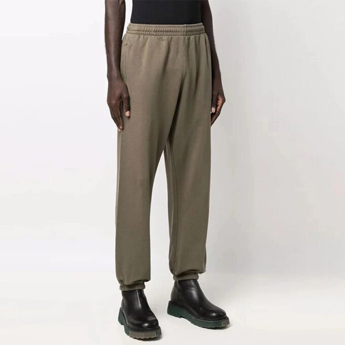 Off-White Herre SS22 Ensfarget Løs Casual Langbukse/Bukser Grønn