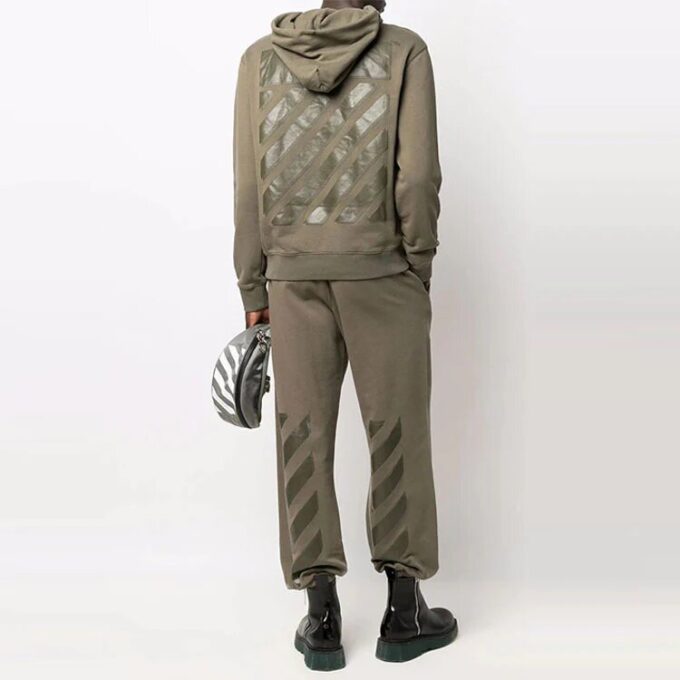 Off-White Herre SS22 Ensfarget Løs Casual Langbukse/Bukser Grønn
