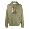Off-White Herre SS22 Ensfarget med illustrasjonstrykk, hette og lange ermer, grønn