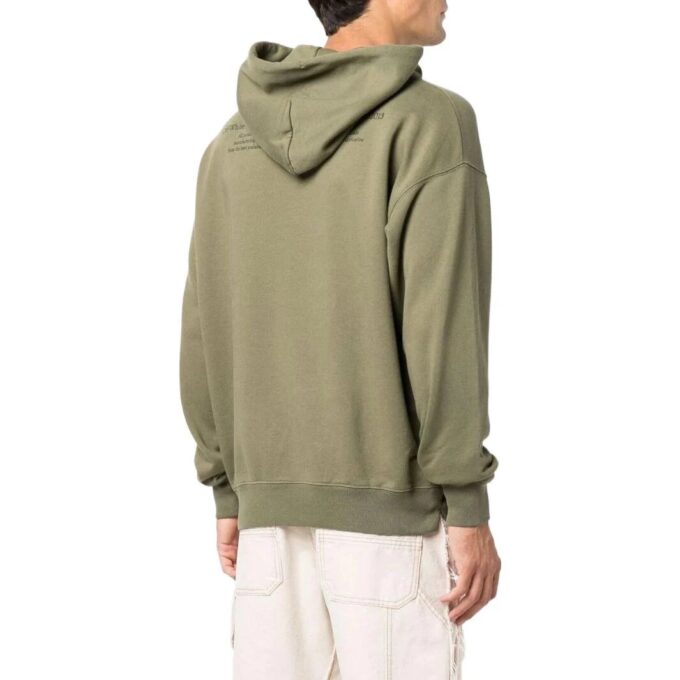 Off-White Herre SS22 Ensfarget med illustrasjonstrykk, hette og lange ermer, grønn