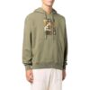 Off-White Herre SS22 Ensfarget med illustrasjonstrykk, hette og lange ermer, grønn