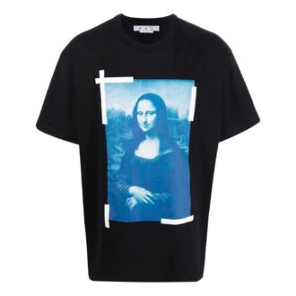 Off-White Herre SS22 Ensfarget med karaktermønster, kort ermet, løs passform, svart T-skjorte