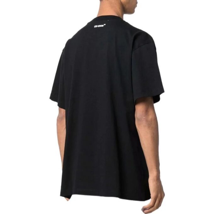 Off-White Herre SS22 Ensfarget med karaktermønster, kort ermet, løs passform, svart T-skjorte