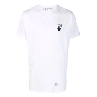 Off-White Herre SS22 Ensfarget med logo på brystet, kort ermet, hvit T-skjorte