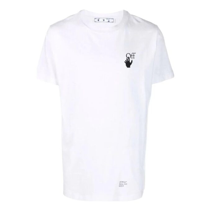Off-White Herre SS22 Ensfarget med logo på brystet, kort ermet, hvit T-skjorte