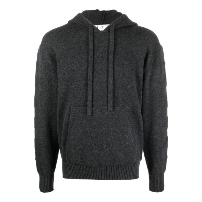 Off-White Herre SS22 Ensfarget med logo på ryggen, hette og lange ermer, grå