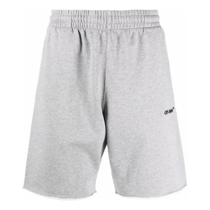 Off-White Herre SS22 ensfarget med logotrykk, rettsnittet Shorts, grå