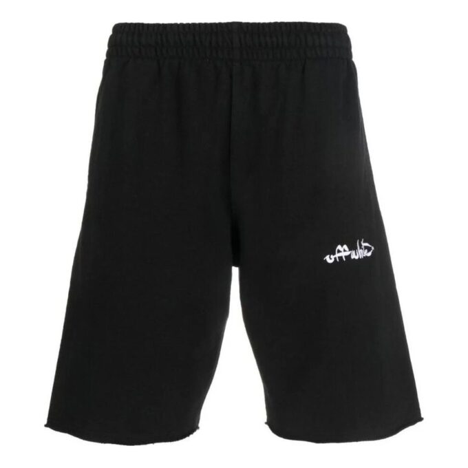 Off-White Herre SS22 Ensfarget med logotrykk Sportsshorts Versjon Svart