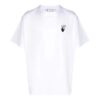 Off-White Herre SS22 Ensfarget med pil-logo, rund hals, korte ermer, løs passform, hvit T-skjorte