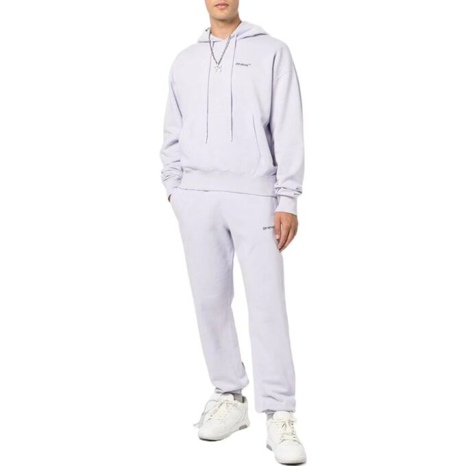 Off-White Herre SS22 Ensfarget med pilemønster, hette og lange ermer, lys lilla