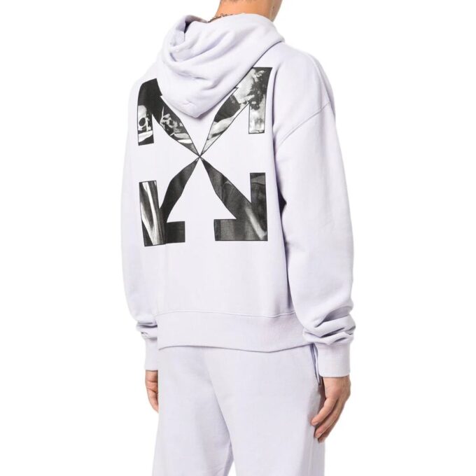 Off-White Herre SS22 Ensfarget med pilemønster, hette og lange ermer, lys lilla